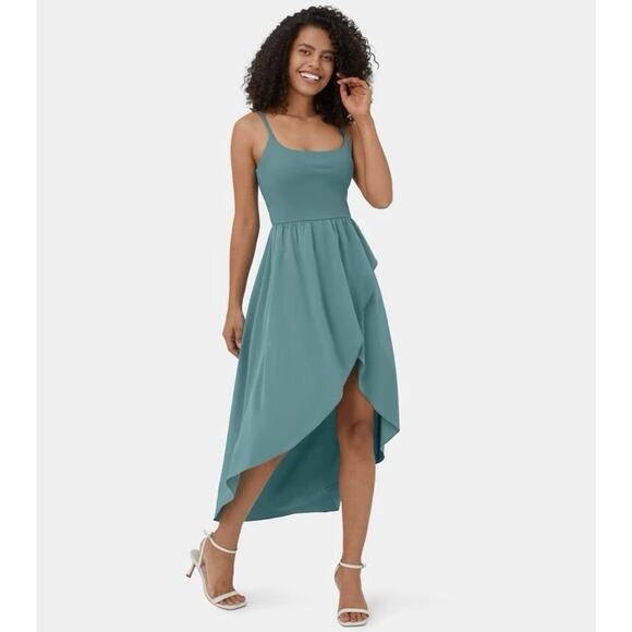 Halara Breezeful™ Backless High Flowy Midi Teal Casual Dress SzMedium - Picture 1 of 6